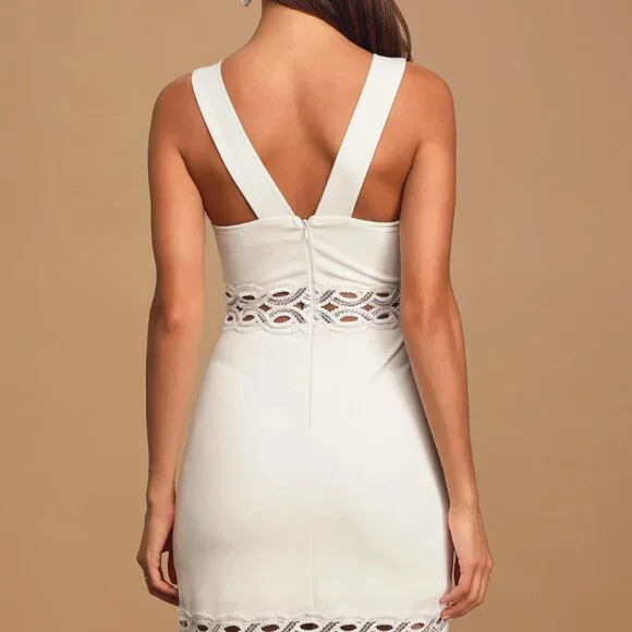 Lulus Midi Dress In the Name of Love White Crochet Lace Trumpet Bridal Small - Picture 2 of 14